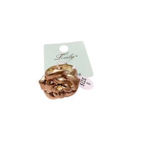 Rose fashion Statement Gold Cocktail Ring Size 8 stocking stuffer gift flower
